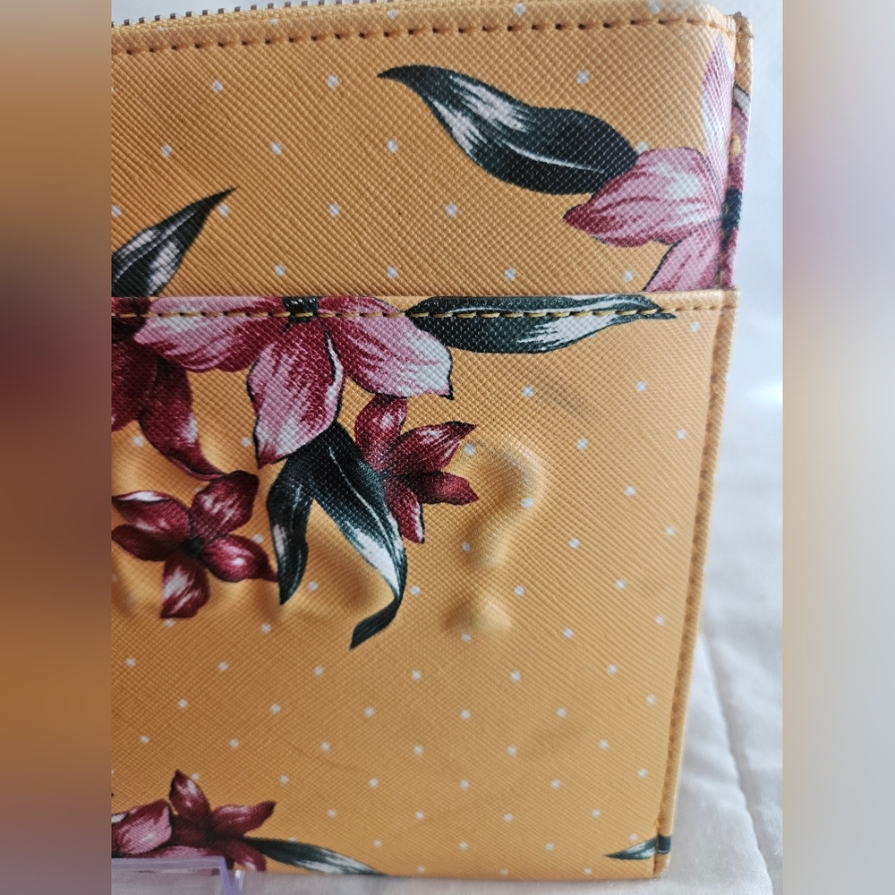 GUESS Mustard Floral Embossed Wristlet - Picture 5 of 5